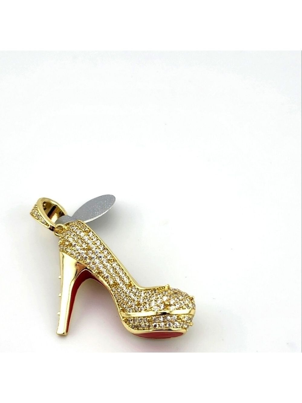 Chic Red Sole Stiletto Pendant in Gold-Finished 925 Sterling Silver